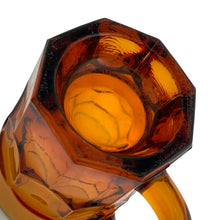 Load image into Gallery viewer, Outstanding heavy amber glass beer mug with a diamond thumbprint design. Holds one pint.  In excellent condition, no chips or cracks.  Measures 3-1/4&quot; x 4-3/4&quot; (without the handle)
