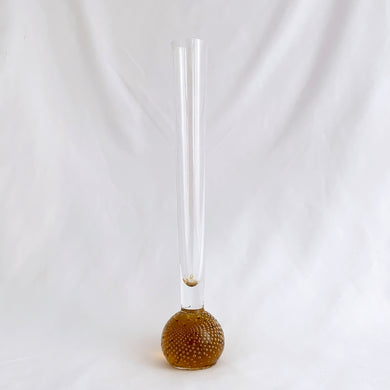 Stunning vintage art glass bud vase paperweight with amber filled with controlled bubbles! Produced by Aseda Glasbruk, Sweden, circa 1960s-70s. Perfect for a small floral bouquet.  In excellent condition, free from chips/cracks.  Measures 2