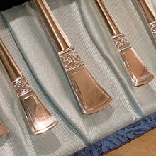 Load image into Gallery viewer, Vintage Boxed Set of 9 Cake Forks EPNS Andora Silver Plate Co. Ltd. England breakfast lunch luncheon dinner dessert special occasion high tea party meal entertaining tableware kitchen serving silverware English Shabby Chic Cottage Victorian Flea Market Style Unique Sustainable Gift Antique Prop GTA Hamilton Freelton Toronto Canada shop store community seller reseller vendor
