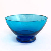 Load image into Gallery viewer, Vintage Blue Glass Footed Bowl Candy Nut Condiment Cranberry Sauce Veggie Chip Dip 

