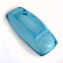 Load image into Gallery viewer, Vintage &quot;Capri&quot; relish dish vibrant blue. Produced by Hazel-Atlas Glass, USA, between the 1930s and 1940s. This is such a beautiful azure blue...it almost appears to be fluorescent. Perfect for serving asparagus, green beans, pickles, etc.  In excellent condition, no chips or cracks.  Measures 9 1/2 x 4 1/4 x 1 1/2 inches

