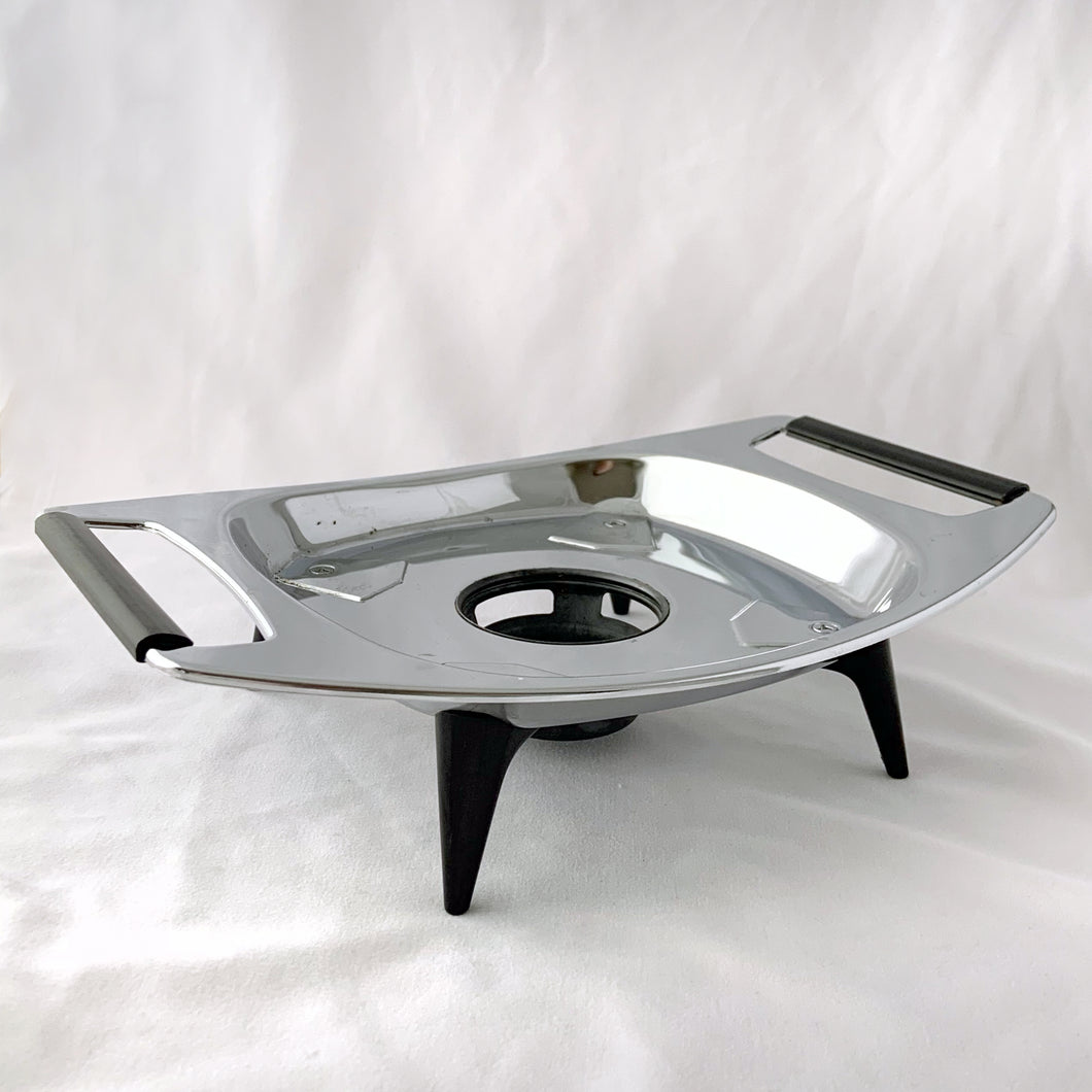 Vintage Atomic Pyrex Warming Stand w/ Candle Holder Bakelite Legs and Handles Cookware Bakeware Housewares Serve Hot Warm Candle Cornflower Pot Casserole Dish Glass Ceramic Tableware Glassware Home Decor Boho Bohemian Shabby Chic Cottage Farmhouse Victorian Mid-Century Modern Industrial Retro Flea Market Style Unique Sustainable Gift Antique Prop GTA Eds Mercantile Hamilton Freelton Toronto Canada shop store community seller reseller vendor Corningware