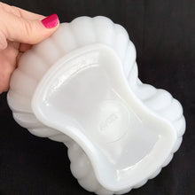 Load image into Gallery viewer, This pretty double sea shell milk glass soap dish was made for Avon in the 1970s. Perfect addition to coastal theme decor. Could be used as intended for soap or as a candy or trinket dish.  In excellent condition, no chips or cracks.  Size: 7.25&quot; x 5.25&quot; x 1.5&quot;
