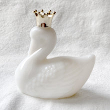 Load image into Gallery viewer, Vintage Trinket Figurine Avon Milk Glass Royal Swan Perfume Bottle Gold Crown Collector Collectible Cologne White Bird of Paradise Home Decor Shabby Chic Cottage Flea Market Style Unique Sustainable Gift Antique Prop GTA Hamilton Toronto Canada shop store community seller reseller vendor farmhouse
