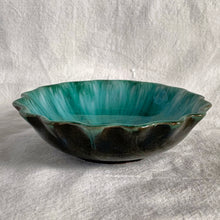 Load image into Gallery viewer, This is a great vintage serving dish for candies, chocolates, nuts or use it for keys on a foyer table. This redware piece is quite lovely with drip glaze finish in green/blue/turquoise. Unstamped bottom. Produced by Blue Mountain Pottery, Canada, circa 1970s.  Excellent condition, no chips or cracks.  Measures 7 x 2 inches
