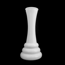 Load image into Gallery viewer, A vintage gothic patterned six sided white milk glass bud vase. Produced by the Randall Glass Company. Any flower arrangement will look lovely in this simple and elegant white vase. A perfect addition to your vintage, farmhouse or wedding decor.  In excellent condition, no chips or cracks.  Measures 2-3/8&quot; x 5-7/8&quot;
