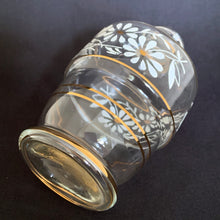 Load image into Gallery viewer, Vintage Tchecover Glass Liquor Decanter, Hand Painted with White Daisies and 24 Carat Gold Bands, Boussu Glass, Belgium Shabby Chic Flea Market Style Bar Barware Cart Cabinet Entertain Party Celebration Special Occasion Freelton Hamilton Antique Mall Toronto Canada
