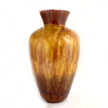 Load image into Gallery viewer, Stunning vintage harvest gold drip glaze urn-shaped redware vase. Produced by Blue Mountain Pottery between 1968 - 1982.  In excellent condition, free from chips/cracks/repairs.  Measures 6-1/4&quot; x 12-1/2&quot;
