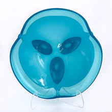 Load image into Gallery viewer, Lovely hand blown art glass footed dish with a blue opaline on clear blue footed dish. Produced by J.I.C.O. Murano Italy. Circa 1960.  In excellent condition, free from chips or cracks.  Measures 7-3/4&quot; x 1-3/4&quot;
