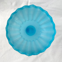 Load image into Gallery viewer, Vintage 1007 Blue Frosted Satin Glass Pedestal Lotus Bowl or Compote by Indiana Glass Co. Indiana Glass Co. Catchall Candy Nuts Catchall Vanity Dresser Cotton Balls Bath Bomb Glassware Tableware Home Decor Shabby Chic Flea Market Style Housewares Serving Entertain Bowl Trinket Freelton Home Decor Shabby Chic Cottage Flea Market Style Unique Sustainable Gift Antique Prop GTA Hamilton Toronto Canada shop store community seller reseller vendor

