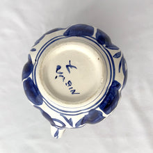 Load image into Gallery viewer, Lovely vintage hand painted pitcher with blue floral on a white ground. Perfect size to use as a large creamer or gravy pitcher. Italy.  In excellent condition, no chips or cracks. Marked on the bottom &quot;Niexia 7&quot;.   Measures 4 3/4 x 4 3/4 inches   
