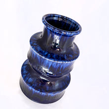 Load image into Gallery viewer, Vintage cobalt blue Pagoda shaped pottery vase, shape 267-25. Produced by Scheurich Keramik, West Germany, circa 1960s. This vase has a distinctive Asian style and would be a perfect addition to both modern and vintage decor. Could also be converted to a lamp base.  Measures 5&quot; x 9-1/2&quot;
