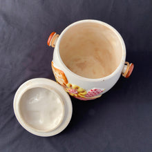 Load image into Gallery viewer, Vintage Mid Century Ceramic Handled Cookie Biscuit Barrel Jar Embossed Colourful Cookies kitsch Japan Treats Candy Brownie Baked Goods Baking Food Storage Home Decor Boho Bohemian Shabby Chic Cottage Farmhouse Victorian Mid-Century Modern Industrial Retro Flea Market Style Unique Sustainable Gift Antique Prop GTA Eds Mercantile Hamilton Toronto Canada shop store community seller reseller vendor
