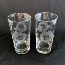 Load image into Gallery viewer, Vintage set 4 WJ Hughes Corn Flower Juice Cocktail Beverage Glasses Kitchen Kitchenware Tableware Glassware Elegant Cut Etched Breakfast Brunch Lunch Dinner Cocktails Party Entertaining Special Occasion Toronto GTA Eds Mercantile Hamilton Antique Market Canada vendor seller shop store community Mad Men

