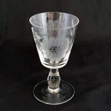 Load image into Gallery viewer, Vintage Clear &quot;Line 73&quot;, W.J. Hughes &quot;Corn Flower&quot; Sherry Glass, Unknown Blank
