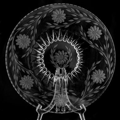 Adorn your table with this exquisite large round cake plate cut by WJ Hughes in his 12 petal 