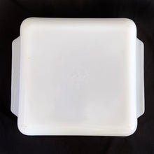 Load image into Gallery viewer, Fabulous find, in this vintage &quot;Blue Cornflower&quot; 435 white milk glass square baking dish. Produced by Anchor Hocking, circa 1970s.  In excellent condition, free from chips/cracks.  Measures 8-5/8&quot; x 8-5/8&quot; x 2-1/4&quot; 
