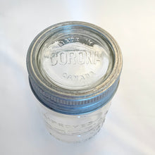 Load image into Gallery viewer, Vintage Corona Mason Glass Jars 1 One Pint Galvanized Ring Top Canning Food Fruit Vegetables Relish Preserving Preserve Jam Winter Fall Harvest Autumn Farm Farmstand Stand Storage Homespun Antique Sustainable Reusable Storage Container Healthy Washable Safe Country Homemade Home Decor Shabby Chic Wedding Flea Market Style Toronto Canada
