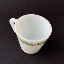 Load image into Gallery viewer, Vintage Pyrex milk glass mug in the &quot;Spring Blossoms&quot; pattern in green.  In excellent condition, no chips, cracks.  Measures 3 1/2 inches   
