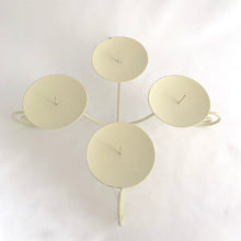 Load image into Gallery viewer, Painted cream, iron candle holder with 4 platforms, circa 1970.   In excellent vintage condition.  Measures 10 x 10 x 2 1/2 inches
