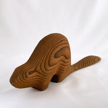 Load image into Gallery viewer, Vintage Cryptomeria carved wood long tailed beaver. Marked CERD Canada. This style of carving was very popular in the 1970s. A nice decor piece for the nature lover.  In excellent condition.  Measures 1-1/2&quot;w x 12&quot;l x 3-5/8&quot;h
