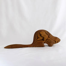 Load image into Gallery viewer, Vintage Cryptomeria carved wood long tailed beaver. Marked CERD Canada. This style of carving was very popular in the 1970s. A nice decor piece for the nature lover.  In excellent condition.  Measures 1-1/2&quot;w x 12&quot;l x 3-5/8&quot;h
