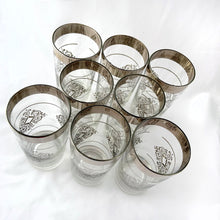 Load image into Gallery viewer, Vintage Highball Cocktail Glasses Silver Platinum Band and Medallion Cutler Brands Tableware Glassware Home Decor Boho Bohemian Shabby Chic Cottage Farmhouse Victorian Mid-Century Modern Industrial Retro Flea Market Style Unique Sustainable Gift Antique Prop GTA Eds Mercantile Hamilton Freelton Toronto Canada shop store community seller reseller vendor beverage  drink Bar Barware Cart Mad Men Cocktail Happy Hour Party Entertain
