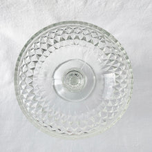 Load image into Gallery viewer, Vintage Clear Diamond Point Glass Compote Indiana Glass Luminous Sparkly Candy Nuts Catchall Wedding Buffet Vanity Dresser Cotton Balls Bath Bomb Glassware Tableware Home Decor Boho Bohemian Shabby Chic Cottage Farmhouse Victorian Mid-Century Modern Industrial Retro Flea Market Style Unique Sustainable Gift Antique Prop GTA Hamilton Toronto Canada shop store community seller reseller vendor
