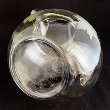 Load image into Gallery viewer, This vintage &quot;Ribbed Clear&quot; Ice Lip Roly Poly Ball Pitcher etched with grapevines is a total showstopper! Its classic ribbed sides, collar, and ice lip will take your parties to the next level. Produced by Anchor Hocking, USA, circa 1960s.  In excellent  condition, with no chips or cracks.  The pitcher measures 6&quot; tall
