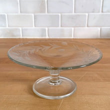 Load image into Gallery viewer, Vintage Etched Glass Pedestal Candy Dish Home Decor Boho Bohemian Shabby Chic Cottage Farmhouse Victorian Mid-Century Modern Industrial Retro Flea Market Style Unique Sustainable Gift Antique Prop GTA Eds Mercantile Hamilton Toronto Canada shop store community seller reseller vendor Tableware Glassware Trinket Mints Catchall Keys
