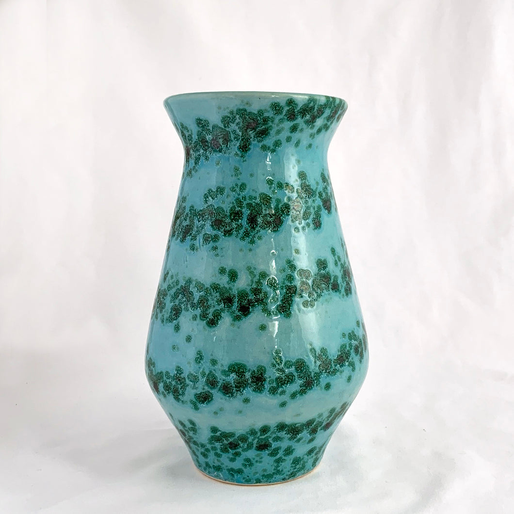 Vintage Turquoise Blue Green Fat Lava Pottery Vase Shape 104 20 Dumler Und Breiden West Germany Decorating Tableware Glassware Home Decor Boho Bohemian Shabby Chic Cottage Farmhouse Victorian Mid-Century Modern Industrial Retro Flea Market Style Unique Sustainable Gift Antique Prop GTA Eds Mercantile Hamilton Freelton Toronto Canada shop store community seller reseller vendor Floral Flower Bouquet Arrangement Collector Collection Collectible