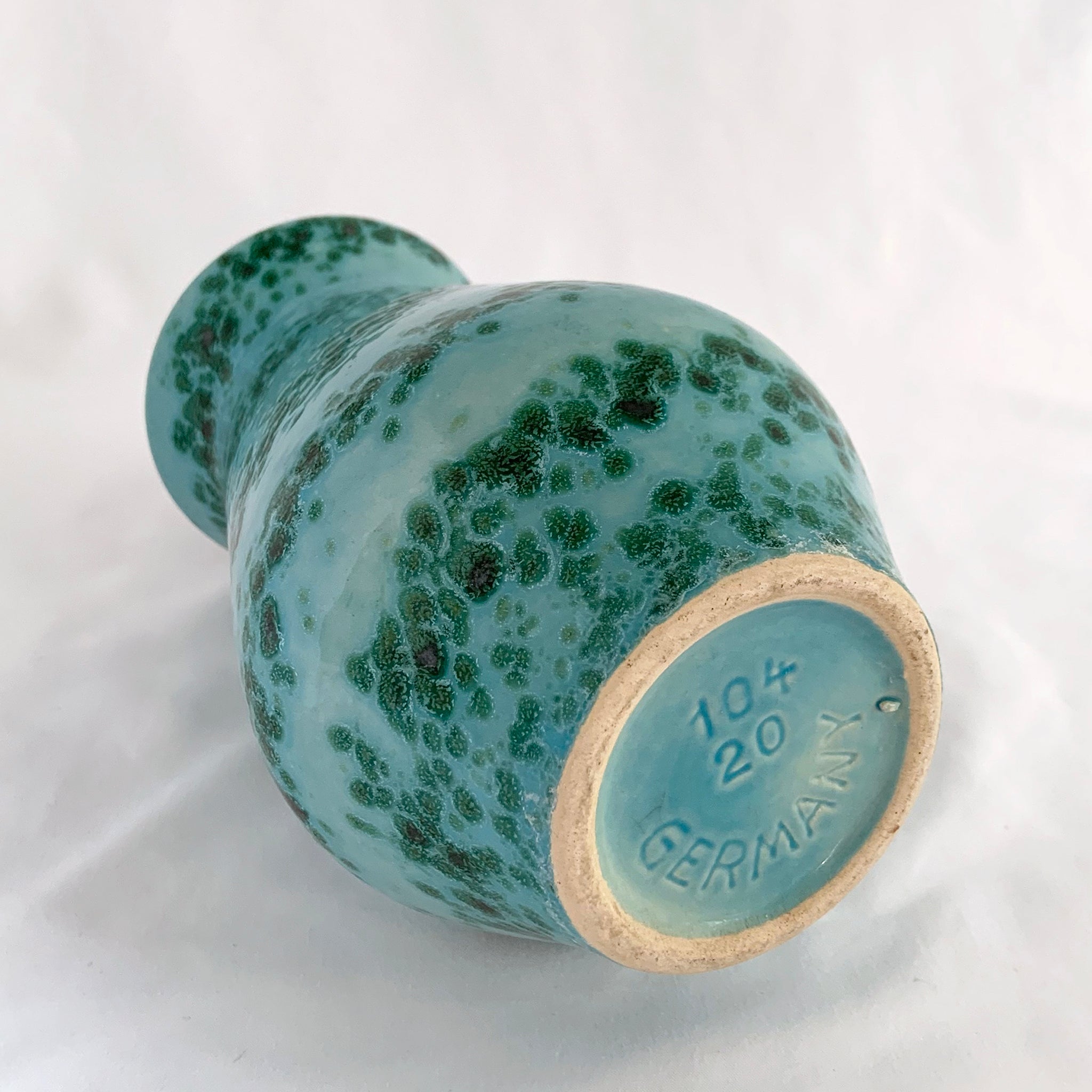 Vintage Turquoise Blue Green Fat Lava Pottery Vase Shape 104 20