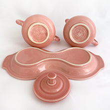 Load image into Gallery viewer, Fiestaware Creamer Covered Sugar Tray in Fiesta Rose Pink Homer Laughlin China Company Ceramic Vintage Modern Dishwasher Microwave Safe Tableware Home Decor Boho Bohemian Shabby Chic Cottage Farmhouse Mid-Century Modern Industrial Retro Flea Market Style Unique Sustainable Gift Antique Prop GTA Hamilton Toronto Canada shop store community seller reseller vendor
