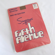 Load image into Gallery viewer, Vintage pair of &#39;Fifth Avenue&#39; thigh high nylon/spandex support stockings in size 9-1/2-10. Pair with your favourite garter belt. Produced by Simpsons.   In new, never worn condition, in original package.
