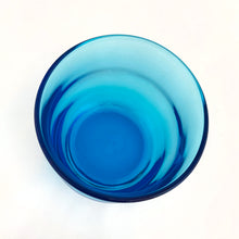 Load image into Gallery viewer, Vintage &quot;Flair&quot; old fashioned glass tumbler in striking laser blue....that&#39;s some stunning mid-century style! Produced by Anchor Hocking, circa 1970.  Measures 3&quot; x 3-1/8&quot;
