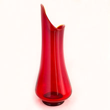 Load image into Gallery viewer, Vintage Mid-Century Modern Flame Red Amberina Smooth Bottom Cadmium Reactive Art Glass Swung Vase, 18 Inches, L.E. Smith - Fayette Glass
