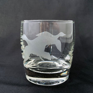 We are addicted to mid-century vintage glassware! This roly poly cocktail glass is gorgeous! Produced by the Libbey Glass Company, USA, circa 1950s. Clear glass with etched frosted ducks in flight. These glasses will look fabulous on a bar cart and even better in your guests' hands saying 