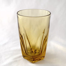 Load image into Gallery viewer, Vintage &quot;Gothic&quot; highball glasses in amber. Produced by the Hazel-Atlas Glass Company circa 1960s/1970s. A great addition to your bar and drinkware collection!  In excellent condition, no chips or cracks.  Measures 3 1/4 x 5 1/8 inches

