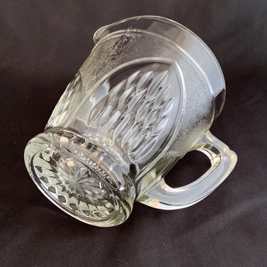 Vintage Glass Pitcher Jug with Gothic Design Juice Water Beverage Beer Window Arches Pressed Tableware Drink Flea Market Style Shabby Chic Farmhouse home decor Freelton Hamilton Antique Mall Toronto Canada