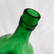 Load image into Gallery viewer, Vintage mold blown green glass demijohn. Impressed into the glass is &quot;Darrigo&#39;s Grape Juice Limited, 90 Caledonia Park R., 763 2207&quot;. Darrigo&#39;s is a decades old grape juice company in Toronto Canada. The bottle dates to the 1970s.  In excellent condition, free from chips/cracks.  Measures 6&quot; x 11&quot;  Capacity 3 quarts
