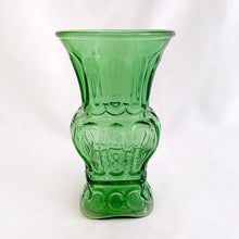 Load image into Gallery viewer, Vintage Emerald Green Square Glass Urn Shaped Vase Floral Flower Tableware Glassware Shabby Chic Cottage Flea Market Style Home Decor Freelton Antique Mall Toronto Canada
