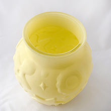 Load image into Gallery viewer, Vintage Mid-Century Yellow Platonite Glass Cookie Jar, Hazel Atlas Glass Co. USA
