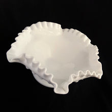 Load image into Gallery viewer, Vintage white milk glass is the epitome of simple elegance! This pretty piece is a footed compote bowl in the &quot;Hobnail&quot; pattern. Produced by Fenton, pre 1970. Unmarked. In excellent condition, free from chips or cracks.  Measures 8-1/4&quot; x 3-1/2&quot;

