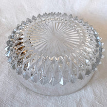 Load image into Gallery viewer, This crystal bowl with its diamond cut pattern catches the light beautifully. Produced by Indiana Glass Co. in Dunkirk, Indiana USA, circa: 1965 - 1990.  In excellent condition, no chips or cracks.  Size: 8&quot; x 3&quot;
