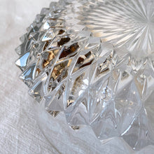 Load image into Gallery viewer, This crystal bowl with its diamond cut pattern catches the light beautifully. Produced by Indiana Glass Co. in Dunkirk, Indiana USA, circa: 1965 - 1990.  In excellent condition, no chips or cracks.  Size: 8&quot; x 3&quot;
