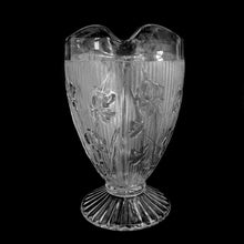 Load image into Gallery viewer, Vintage &quot;Iris&quot; clear pressed depression glass pitcher. Produced by the Jeannette Glass Company between 1928 - 1932. A classic design that&#39;s stood the test of time!  In excellent condition, free from chips/cracks.  Measures 9&quot;
