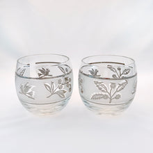 Load image into Gallery viewer, Vintage MCM Libbey Roly Poly Frosted Silver Botanicals and Birds Cocktail Glasses Cocktail Glass Bar Barware Entertaining Drinking Drinks Party 1960s MCM Retro Cocktails Freelton Antique Mall Toronto Canada
