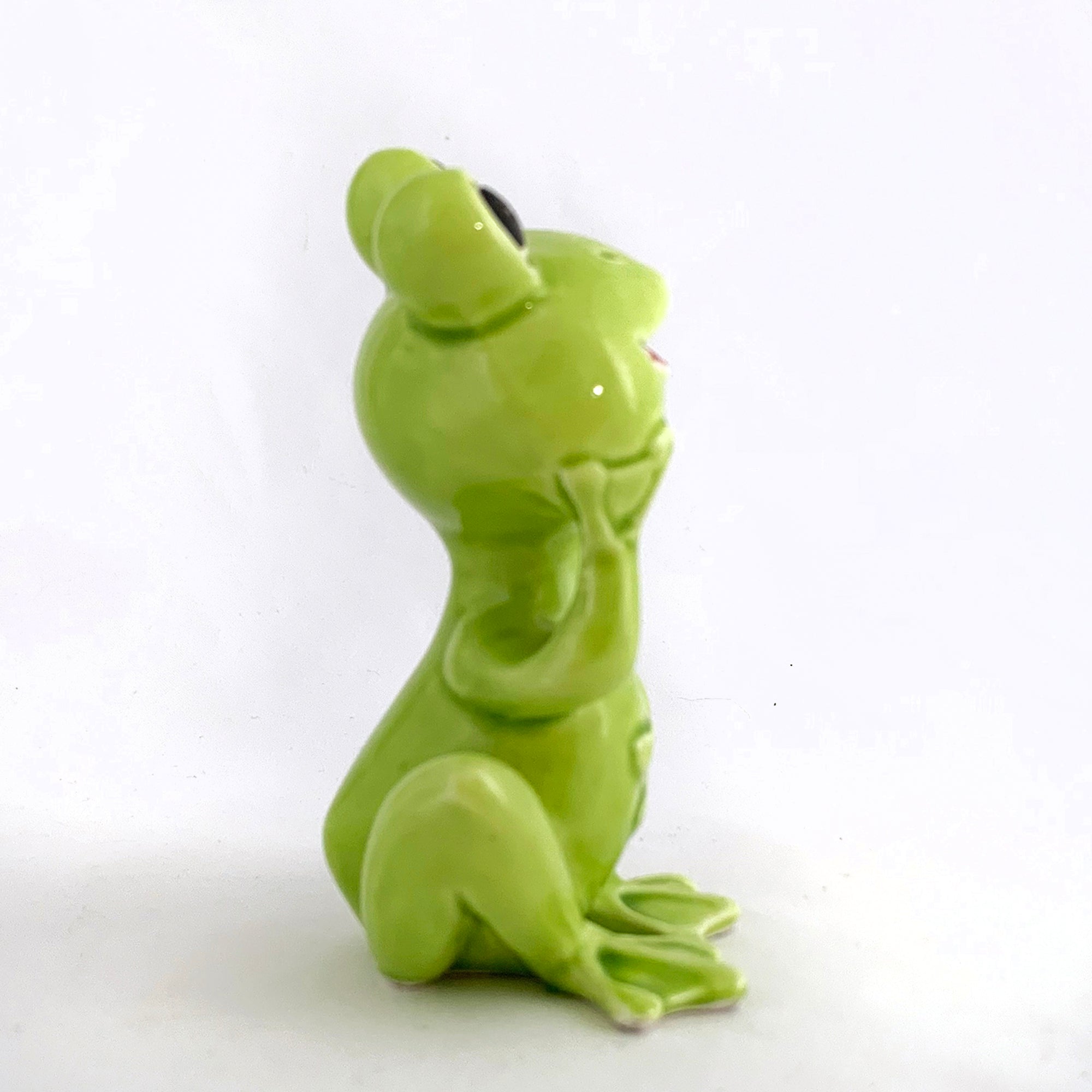 Vintage Mid-Century Ceramic Lime Green Smiling Seated Frog Figurine, N –  Jack's Daughter of All Trades
