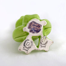 Load image into Gallery viewer, Adorable vintage mid-century ceramic figurine of a smiling and seated lime green frog. Produced by Noritake of Japan for Gift Craft Toronto, circa 1970s. A great decor piece...it&#39;s just such a happy and fun piece!  In excellent  condition free from chips/cracks/repairs.  Measures 3 1/2 inches tall
