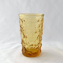 Load image into Gallery viewer, Set of four vintage &quot;Miliano Honey Gold&quot; juice glasses with textured surface which makes them incredible easy to hold onto to. Made by the Anchor Hocking Glass Company, between 1960-1969.  In excellent condition, free from chips/cracks.  Measures 2-1/4&quot; x 3-7/8&quot;
